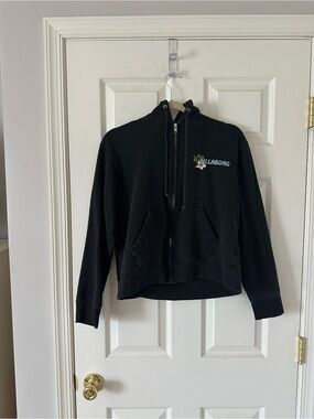Billabong Black Full-Zip Hoodie with Hood and Drawcord